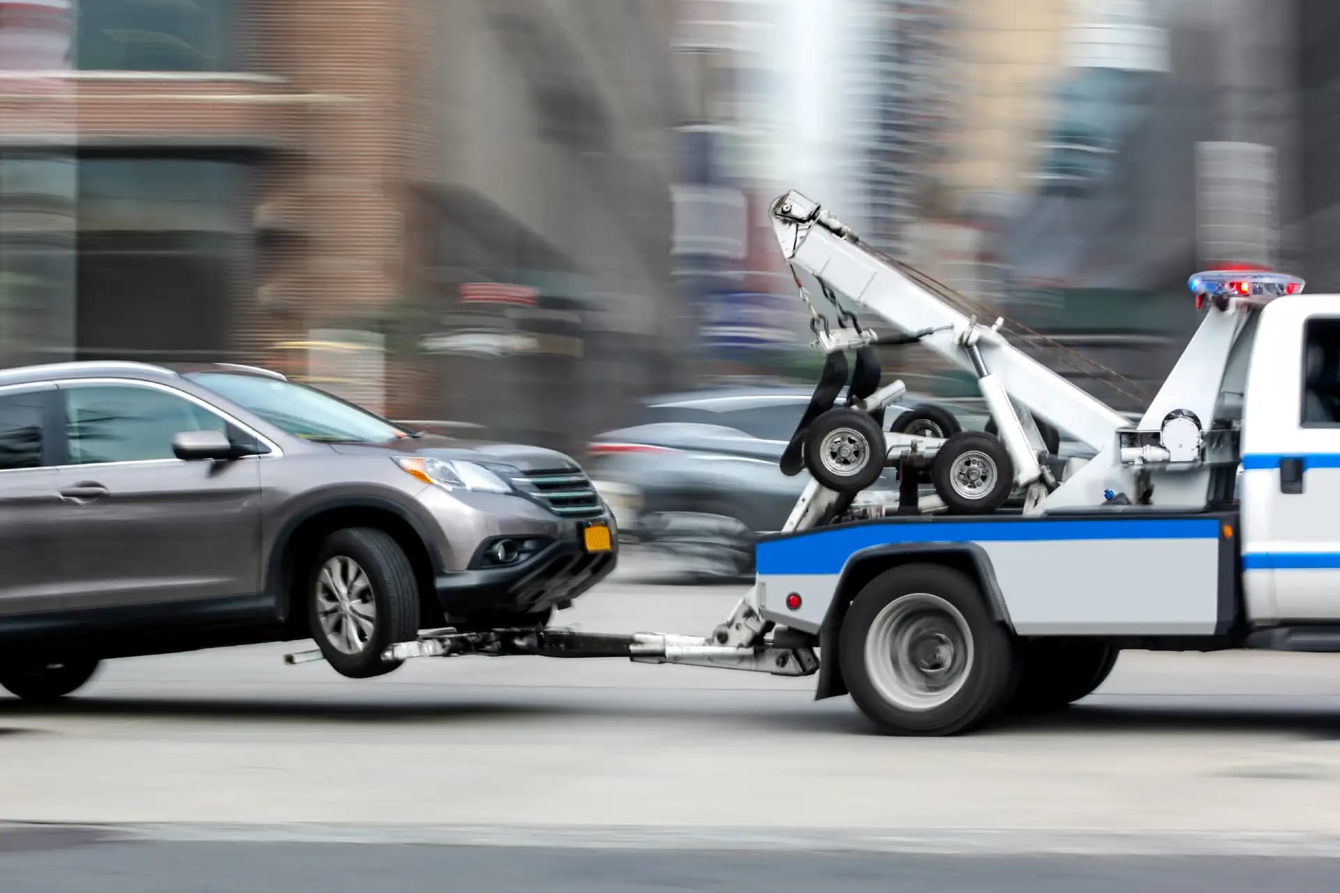 Tow truck responding to emergency